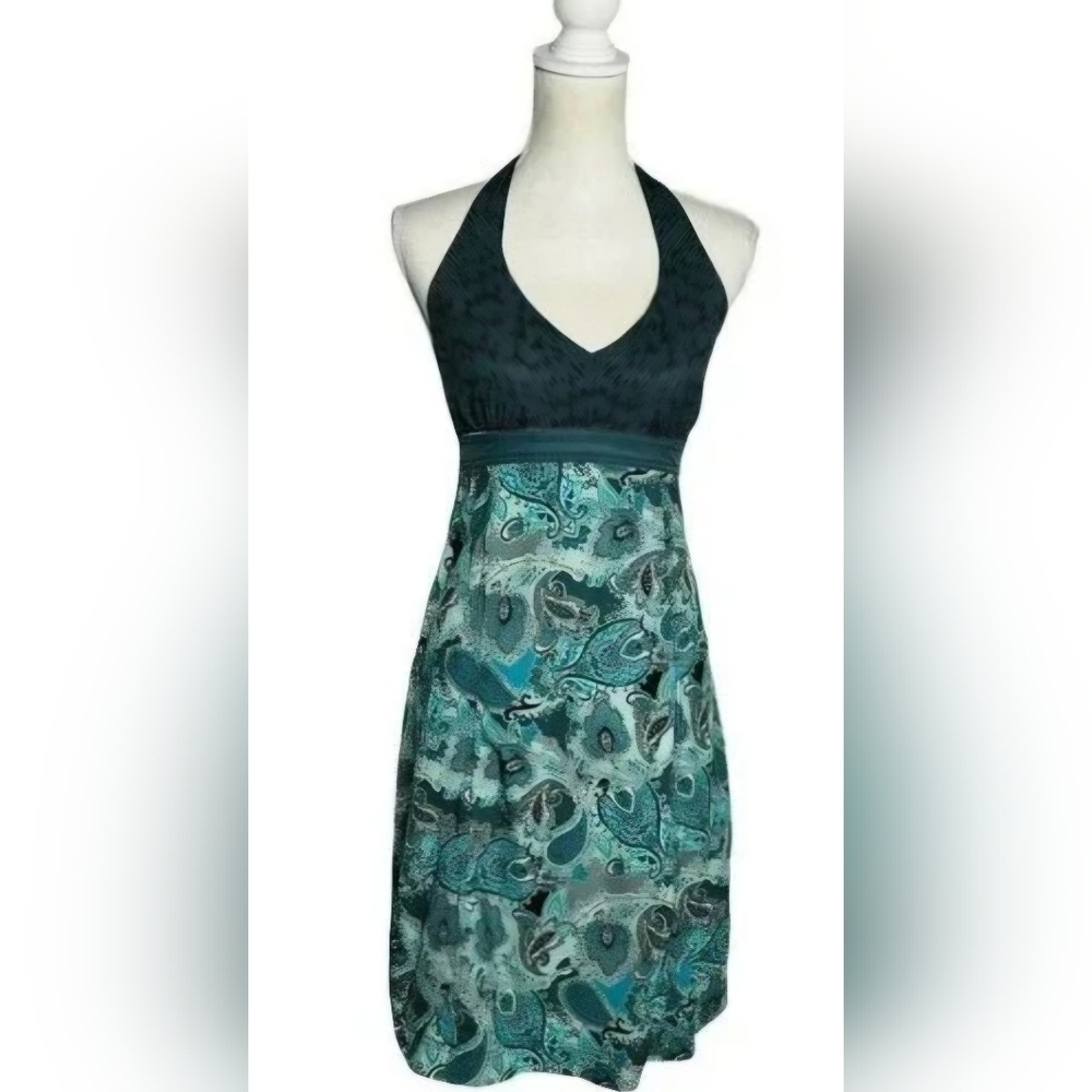 Athleta Pack Everywhere Halter Tie Bra Top Side Zip Smocked Back Dress - Size 0